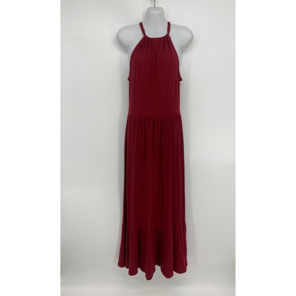 Caslon Tiered Halter Maxi Dress - Red Rhubarb NEW - Picture 5 of 8